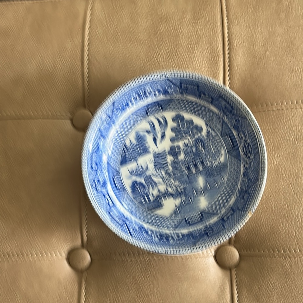 19th century blue Willoware Myott son& co England willow 7 inch Soup Bowl - Picture 8 of 8